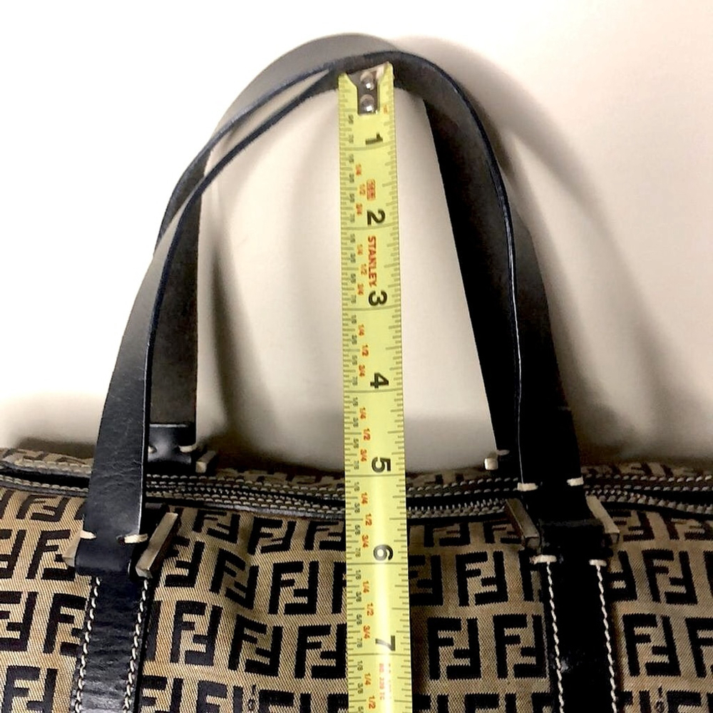 FENDI Zucca Navy Blue Leather Grey Canvas Boston Carry-On Bag Speedy 30 EUC - Picture 13 of 17